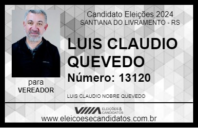 Candidato LUIS CLAUDIO QUEVEDO 2024 - SANT\ANA DO LIVRAMENTO - Eleições