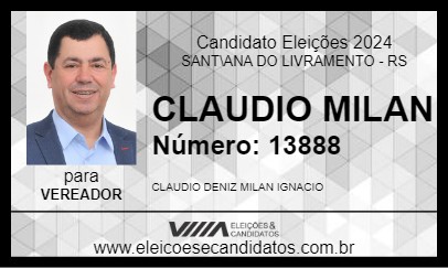 Candidato CLAUDIO MILAN 2024 - SANT\ANA DO LIVRAMENTO - Eleições