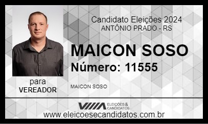 Candidato MAICON SOSO 2024 - ANTÔNIO PRADO - Eleições