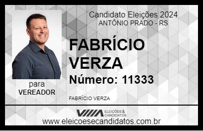 Candidato FABRÍCIO VERZA 2024 - ANTÔNIO PRADO - Eleições