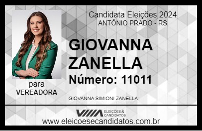 Candidato GIOVANNA ZANELLA 2024 - ANTÔNIO PRADO - Eleições