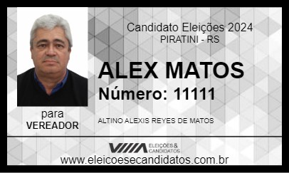 Candidato ALEX MATOS 2024 - PIRATINI - Eleições