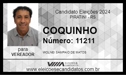 Candidato COQUINHO 2024 - PIRATINI - Eleições