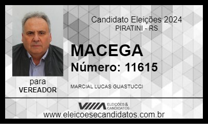 Candidato MACEGA 2024 - PIRATINI - Eleições