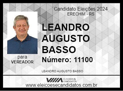 Candidato LEANDRO AUGUSTO BASSO 2024 - ERECHIM - Eleições