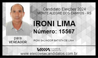 Candidato IRONI LIMA 2024 - MONTE ALEGRE DOS CAMPOS - Eleições