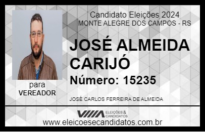 Candidato JOSÉ ALMEIDA CARIJÓ 2024 - MONTE ALEGRE DOS CAMPOS - Eleições