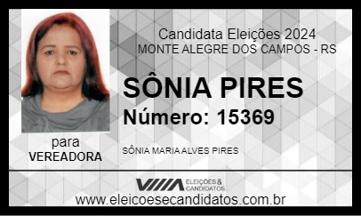 Candidato SÔNIA PIRES 2024 - MONTE ALEGRE DOS CAMPOS - Eleições