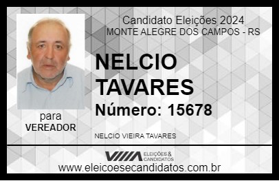 Candidato NELCIO TAVARES 2024 - MONTE ALEGRE DOS CAMPOS - Eleições