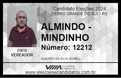 Candidato ALMINDO - MINDINHO 2024 - CERRO GRANDE DO SUL - Eleições