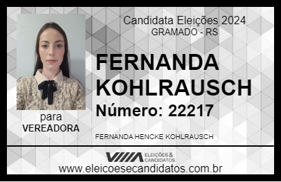 Candidato FERNANDA KOHLRAUSCH 2024 - GRAMADO - Eleições