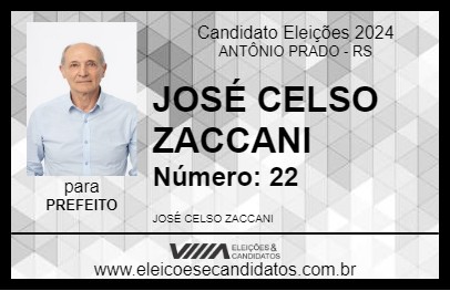 Candidato JOSÉ CELSO ZACCANI 2024 - ANTÔNIO PRADO - Eleições