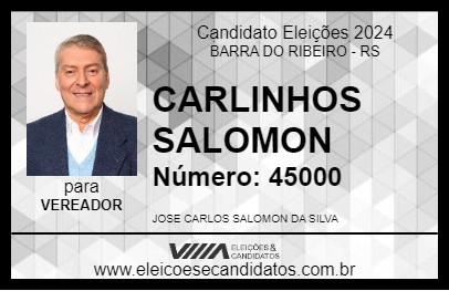 Candidato CARLINHOS SALOMON 2024 - BARRA DO RIBEIRO - Eleições