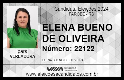 Candidato ELENA BUENO DE OLIVEIRA 2024 - PAROBÉ - Eleições