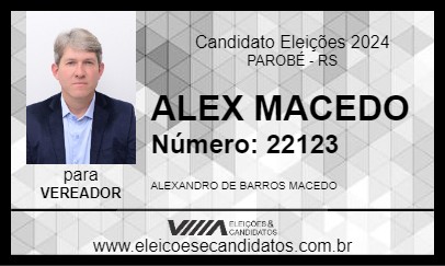 Candidato ALEX MACEDO 2024 - PAROBÉ - Eleições