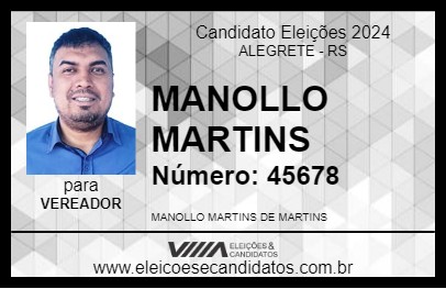 Candidato MANOLLO MARTINS 2024 - ALEGRETE - Eleições