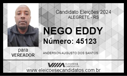 Candidato NEGO EDDY 2024 - ALEGRETE - Eleições