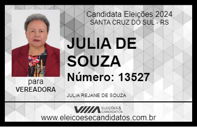 Candidato JULIA DE SOUZA 2024 - SANTA CRUZ DO SUL - Eleições