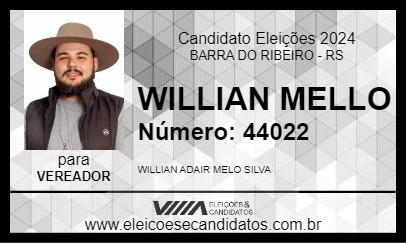 Candidato WILLIAN MELLO 2024 - BARRA DO RIBEIRO - Eleições