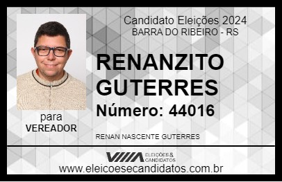 Candidato RENANZITO GUTERRES 2024 - BARRA DO RIBEIRO - Eleições