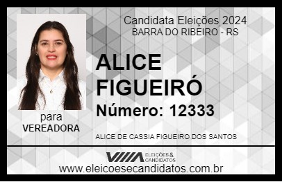 Candidato ALICE FIGUEIRÓ 2024 - BARRA DO RIBEIRO - Eleições