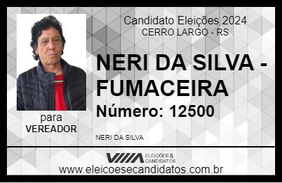 Candidato NERI DA SILVA - FUMACEIRA 2024 - CERRO LARGO - Eleições