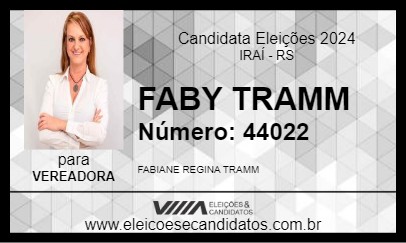 Candidato FABY TRAMM 2024 - IRAÍ - Eleições