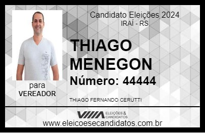 Candidato THIAGO MENEGON 2024 - IRAÍ - Eleições