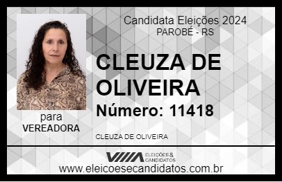 Candidato CLEUZA DE OLIVEIRA 2024 - PAROBÉ - Eleições