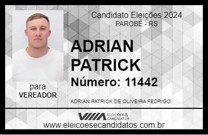 Candidato ADRIAN PATRICK 2024 - PAROBÉ - Eleições