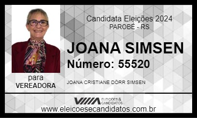 Candidato JOANA SIMSEN 2024 - PAROBÉ - Eleições