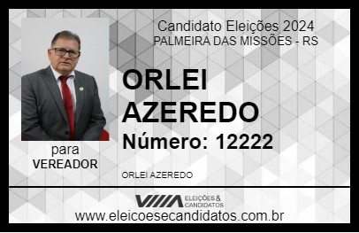 Candidato ORLEI AZEREDO 2024 - PALMEIRA DAS MISSÕES - Eleições