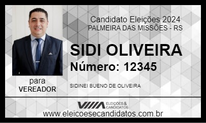 Candidato SIDI OLIVEIRA 2024 - PALMEIRA DAS MISSÕES - Eleições