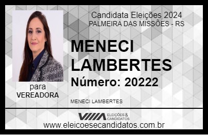 Candidato MENECI LAMBERTES 2024 - PALMEIRA DAS MISSÕES - Eleições