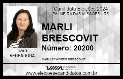 Candidato MARLI BRESCOVIT 2024 - PALMEIRA DAS MISSÕES - Eleições