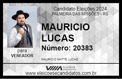 Candidato MAURICIO LUCAS 2024 - PALMEIRA DAS MISSÕES - Eleições