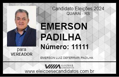 Candidato EMERSON PADILHA 2024 - QUARAÍ - Eleições