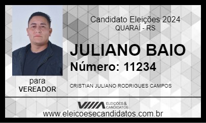 Candidato JULIANO BAIO 2024 - QUARAÍ - Eleições