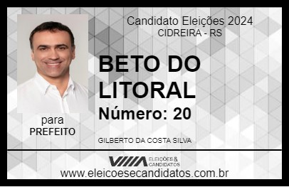 Candidato BETO DO LITORAL 2024 - CIDREIRA - Eleições