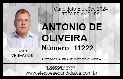 Candidato ANTONIO DE OLIVEIRA 2024 - TRÊS DE MAIO - Eleições