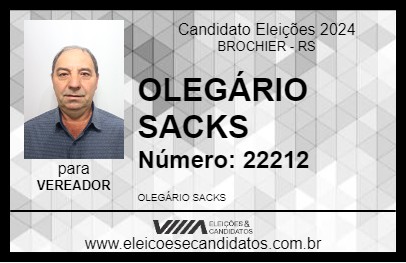 Candidato OLEGÁRIO SACKS 2024 - BROCHIER - Eleições