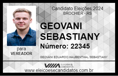 Candidato GEOVANI SEBASTIANY 2024 - BROCHIER - Eleições