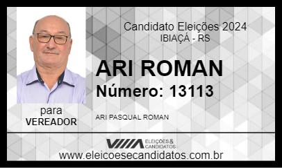 Candidato ARI ROMAN 2024 - IBIAÇÁ - Eleições