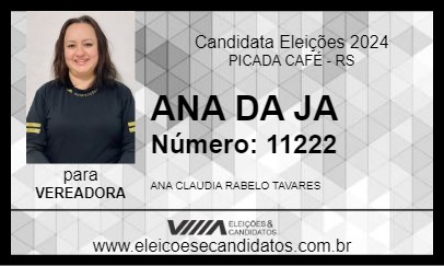 Candidato ANA DA JA 2024 - PICADA CAFÉ - Eleições