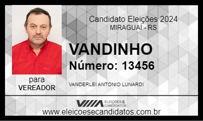 Candidato VANDINHO 2024 - MIRAGUAÍ - Eleições