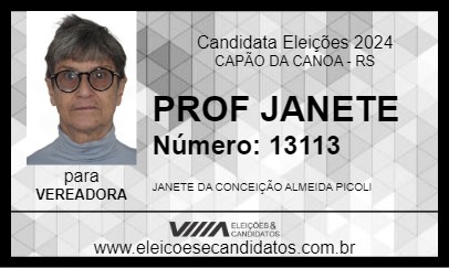 Candidato PROF JANETE 2024 - CAPÃO DA CANOA - Eleições