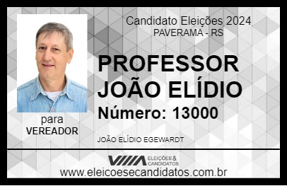 Candidato PROFESSOR JOÃO ELÍDIO 2024 - PAVERAMA - Eleições