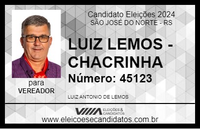 Candidato LUIZ LEMOS - CHACRINHA 2024 - SÃO JOSÉ DO NORTE - Eleições