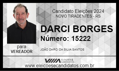 Candidato DARCI BORGES 2024 - NOVO TIRADENTES - Eleições