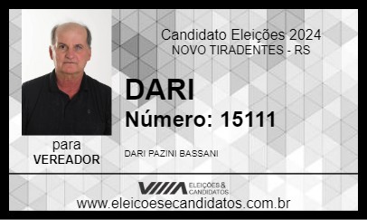 Candidato DARI 2024 - NOVO TIRADENTES - Eleições